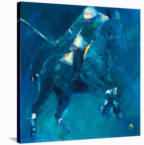 Polo Players - Blue-Neil Helyard-Stretched Canvas