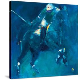 Polo Players - Blue-Neil Helyard-Stretched Canvas