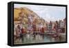 Polperro Harbour-Alfred Robert Quinton-Framed Stretched Canvas