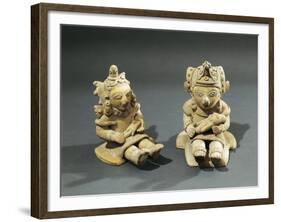 Polychrome Terracotta Maternity Statuettes of Women with Babies from Bahia De Caraquez-null-Framed Giclee Print