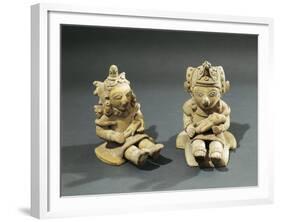 Polychrome Terracotta Maternity Statuettes of Women with Babies from Bahia De Caraquez-null-Framed Giclee Print