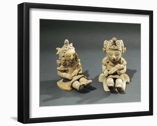 Polychrome Terracotta Maternity Statuettes of Women with Babies from Bahia De Caraquez-null-Framed Giclee Print