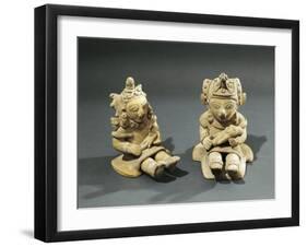 Polychrome Terracotta Maternity Statuettes of Women with Babies from Bahia De Caraquez-null-Framed Giclee Print