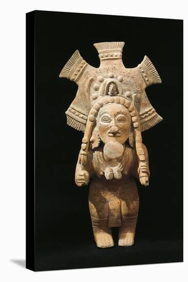 Polychrome Terracotta Statue Depicting Dancing Priest Wearing Feather Headdress from Jama-Coaque-null-Stretched Canvas