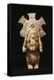 Polychrome Terracotta Statue Depicting Dancing Priest Wearing Feather Headdress from Jama-Coaque-null-Framed Stretched Canvas