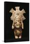 Polychrome Terracotta Statue Depicting Dancing Priest Wearing Feather Headdress from Jama-Coaque-null-Framed Stretched Canvas