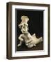 Polychrome Terracotta Statue Depicting Dancing Priest Wearing Headdress from Bahia De Caraquez-null-Framed Premium Giclee Print