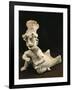 Polychrome Terracotta Statue Depicting Dancing Priest Wearing Headdress from Bahia De Caraquez-null-Framed Giclee Print