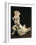 Polychrome Terracotta Statue Depicting Dancing Priest Wearing Headdress from Bahia De Caraquez-null-Framed Giclee Print