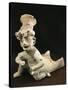 Polychrome Terracotta Statue Depicting Dancing Priest Wearing Headdress from Bahia De Caraquez-null-Stretched Canvas