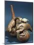 Polychrome Terracotta Vessel in Shape of Whistle with Crayfish Figures-null-Mounted Giclee Print