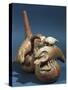 Polychrome Terracotta Vessel in Shape of Whistle with Crayfish Figures-null-Stretched Canvas