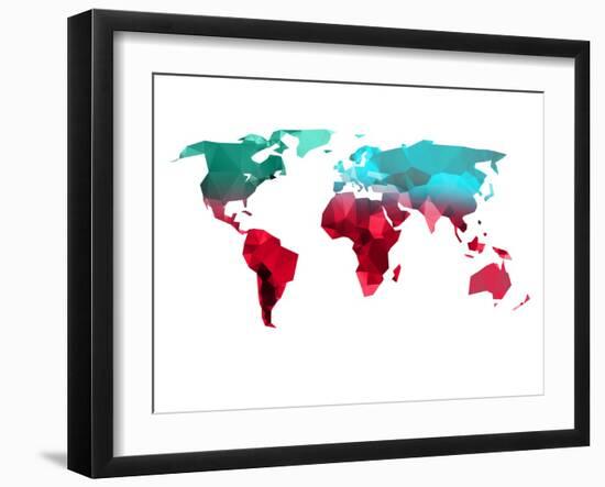 Polygon World Map 1-NaxArt-Framed Art Print
