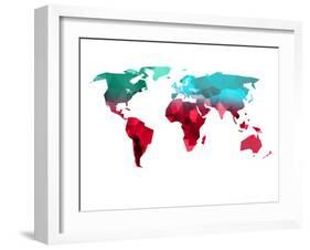 Polygon World Map 1-NaxArt-Framed Art Print