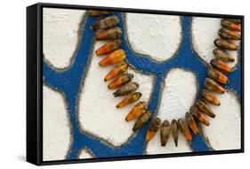 Polynesia, Kingdom of Tonga, Nuku'alofa. Details of a seed necklace left on a grave site-Jaynes Gallery-Framed Stretched Canvas