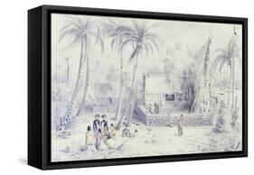 Polynesia, Scene of Everyday Life in Marquesas Islands-Michael Chase-Framed Stretched Canvas