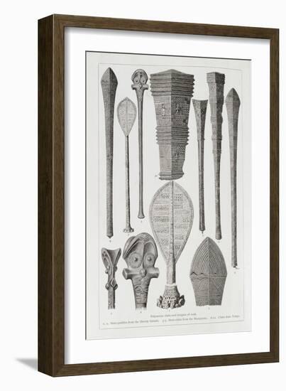 Polynesian Clubs and Insignia of Rank, The History of Mankind, Vol.1, Prof. Friedrich Ratzel, 1896-null-Framed Giclee Print