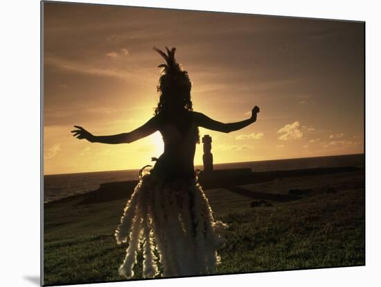 Polynesian Dancer, Ahu Tahai, Easter Island-Angelo Cavalli-Mounted Photographic Print