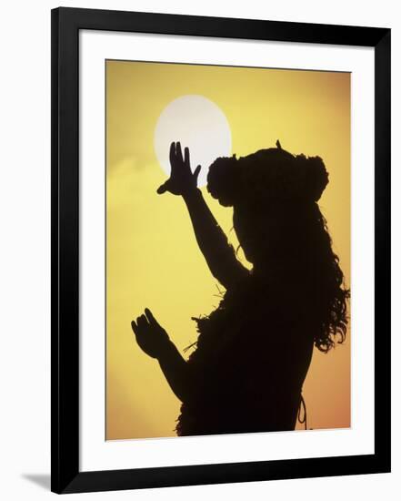 Polynesian Dancer, Ahu Tahai, Easter Island-Angelo Cavalli-Framed Photographic Print