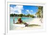 Polynesian Wedding Boat with Chair at Exotic Beach-BlueOrange Studio-Framed Photographic Print