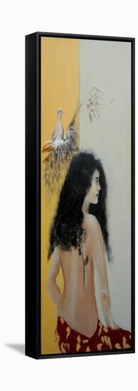 Polynesian Woman with Dove and Eggs on Nest, 2015-Susan Adams-Framed Stretched Canvas