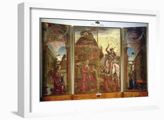 Polyptych Depicting St. George and the Dragon and the Annunciation, 1469-Cosimo Tura-Framed Giclee Print
