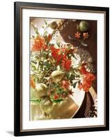 Pomegranate Flower and Fruit Arrangement on a Coffee Table, Samode Bagh or Garden, Samode, India-John Henry Claude Wilson-Framed Photographic Print