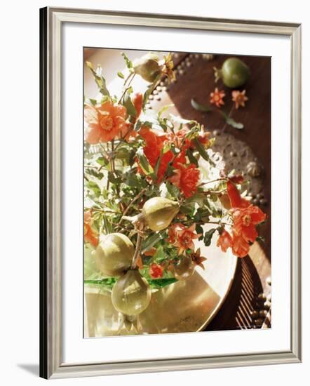 Pomegranate Flower and Fruit Arrangement on a Coffee Table, Samode Bagh or Garden, Samode, India-John Henry Claude Wilson-Framed Photographic Print