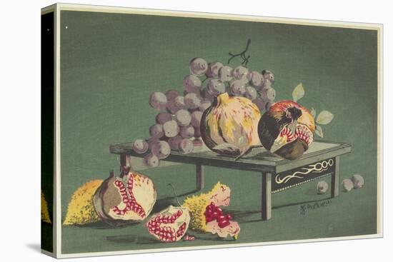 Pomegranates and Grapes, 1879-1881-Kobayashi Kiyochika-Stretched Canvas
