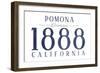 Pomona, California - Established Date (Blue)-Lantern Press-Framed Art Print