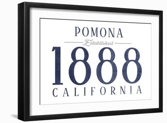 Pomona, California - Established Date (Blue)-Lantern Press-Framed Art Print