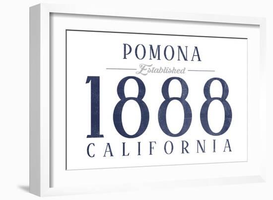 Pomona, California - Established Date (Blue)-Lantern Press-Framed Art Print