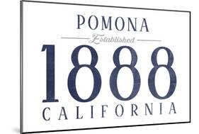 Pomona, California - Established Date (Blue)-Lantern Press-Mounted Art Print