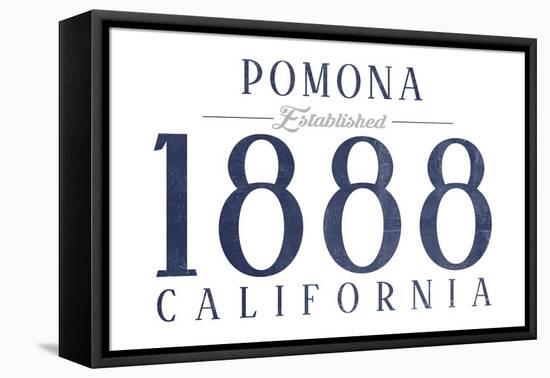 Pomona, California - Established Date (Blue)-Lantern Press-Framed Stretched Canvas