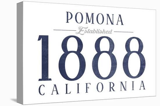 Pomona, California - Established Date (Blue)-Lantern Press-Stretched Canvas