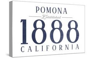 Pomona, California - Established Date (Blue)-Lantern Press-Stretched Canvas