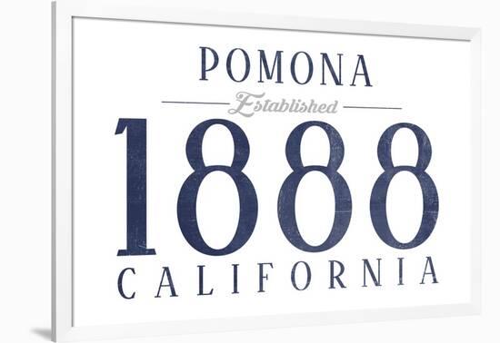 Pomona, California - Established Date (Blue)-Lantern Press-Framed Art Print