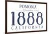 Pomona, California - Established Date (Blue)-Lantern Press-Framed Art Print