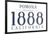 Pomona, California - Established Date (Blue)-Lantern Press-Framed Art Print