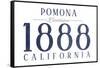 Pomona, California - Established Date (Blue)-Lantern Press-Framed Stretched Canvas