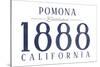 Pomona, California - Established Date (Blue)-Lantern Press-Stretched Canvas