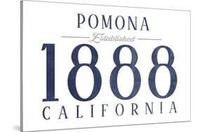 Pomona, California - Established Date (Blue)-Lantern Press-Stretched Canvas