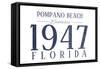 Pompano Beach, Florida - Established Date (Blue)-Lantern Press-Framed Stretched Canvas