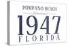 Pompano Beach, Florida - Established Date (Blue)-Lantern Press-Stretched Canvas
