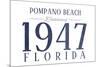 Pompano Beach, Florida - Established Date (Blue)-Lantern Press-Mounted Premium Giclee Print