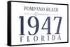 Pompano Beach, Florida - Established Date (Blue)-Lantern Press-Framed Stretched Canvas