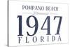 Pompano Beach, Florida - Established Date (Blue)-Lantern Press-Stretched Canvas