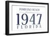 Pompano Beach, Florida - Established Date (Blue)-Lantern Press-Framed Art Print