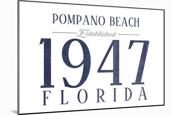 Pompano Beach, Florida - Established Date (Blue)-Lantern Press-Mounted Art Print