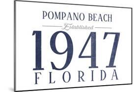 Pompano Beach, Florida - Established Date (Blue)-Lantern Press-Mounted Art Print